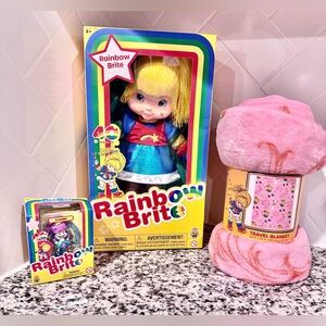 Rainbow Brite Plush Doll , Blanket and Stormy Figurine